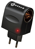 Сетевой адаптер на автомобильный прикуриватель DREAM AP01 220V-12V 1A, черный