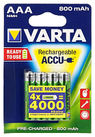 Аккумулятор Varta R03 (AAA) Ready to use Ni-Mh 800mAh (4шт.)