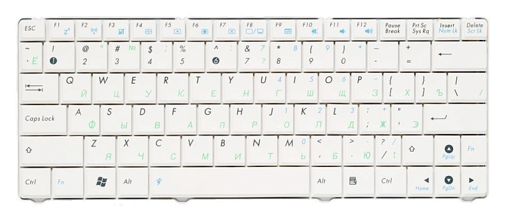 Клавиатура для Asus N10, N10E, N10J, EEE PC 1101HA RU, White