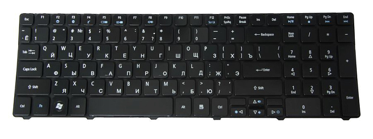 Клавиатура для Acer Aspire 5810T, 5410T, 5536, 5536G, 5738, 5739, 7738, Timeline 5536, 5745, 5738 RU, Glossy Black
