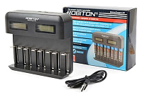 Зарядное устройство ROBITON VolumeCharger LCD для 1-8 акк. ААА,АА/1-4 C,D -ΔV, ток 1800мА, USB 5В