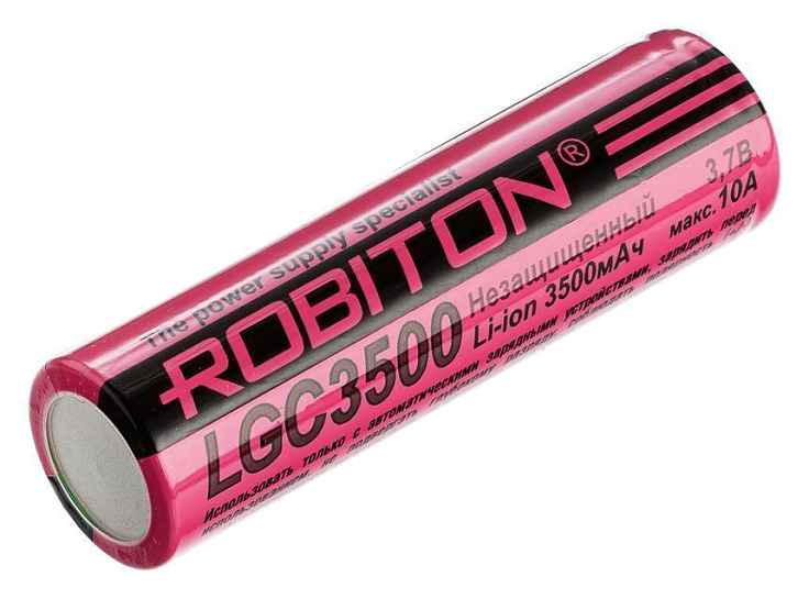 Аккумулятор ROBITON 18650 LGC3500 10A (LG 18650MJ1) без защиты