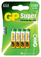 Батарейка щелочная GP LR03 (AAA) Super Alkaline, 1.5V (4шт.)
