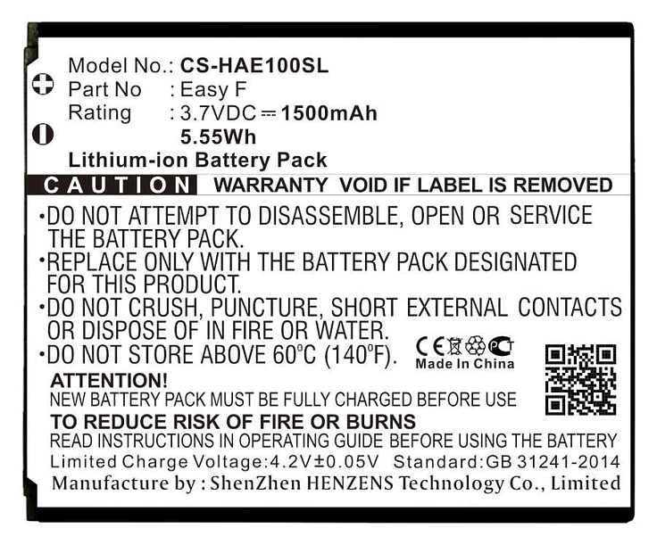 Аккумулятор CameronSino CS-HAE100SL для Highscreen Easy F