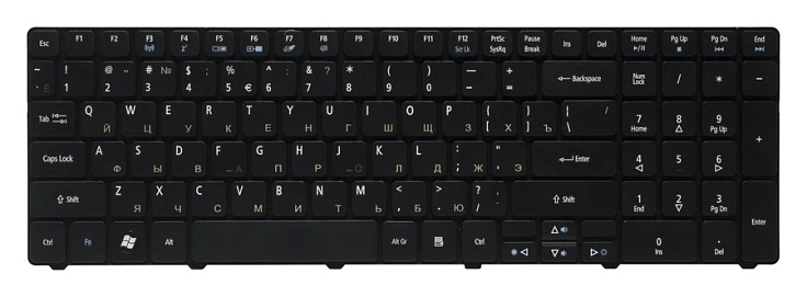 Клавиатура для Acer Aspire 5810T, 5410T, 5536, 5536G, 5738, 5739, 7738, Timeline 5553G RU, Black
