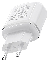 Зарядное устройство BOROFONE BA25A  2USB 2.4A (Кабель Type-C 1М) белый