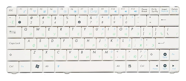 Клавиатура для Asus N10, N10E, N10J, EEE PC 1101HA RU, White