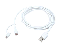 Дата-кабель Lightning MFI+microUSB, USB для Apple iPhone 5, 5C, 5S, 6, iPad 4, Air, Air2, Mini, Mini 2 Retina, Samsung, Lenovo, LG, Asus, ZTE, Motorola, Nokia, Sony, корпус ABS, белый