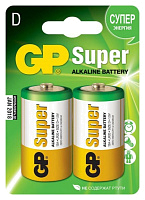 Батарейка щелочная GP LR20 (D) Super Alkaline 1.5V (13А-CR2) (2шт.)