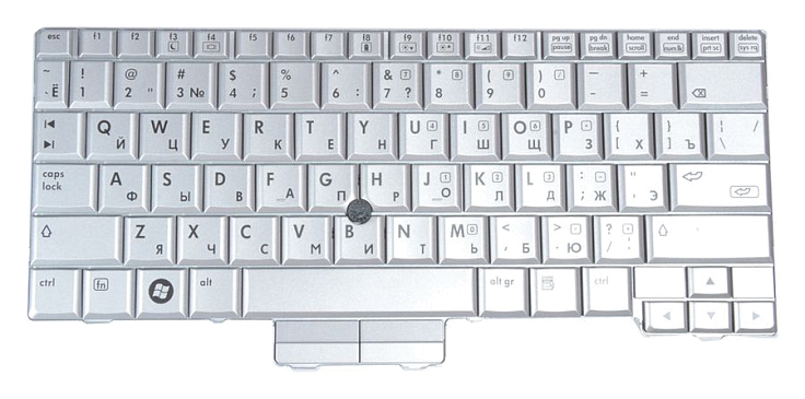 Клавиатура для HP EliteBook 2710P, 2730P, RU, PointStick, Silver