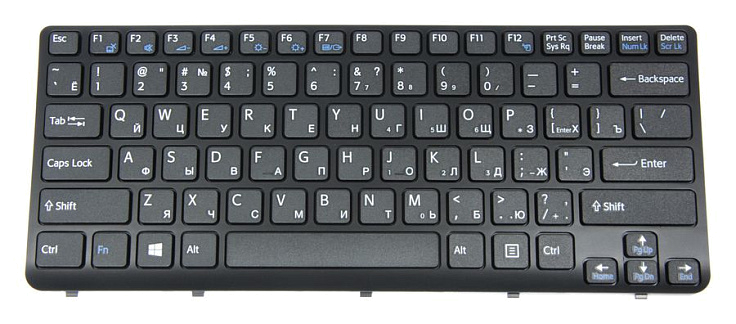 Клавиатура для Sony SVE14 (Windows 8) RU, Black