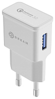 Зарядное устройство DREAM S10 USB 2.4A QC3.0 белый