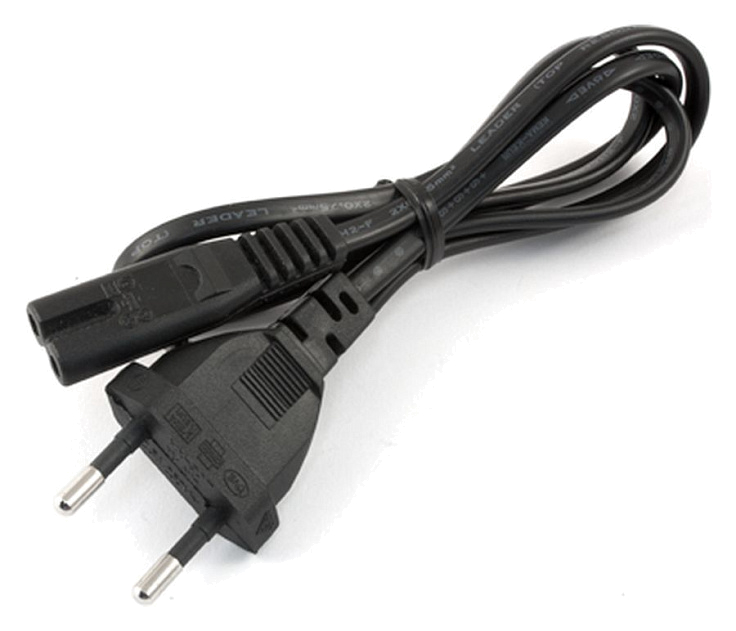 Сетевой кабель Euro, 1.2м, без заземления (2-конт. вилка и разъем)